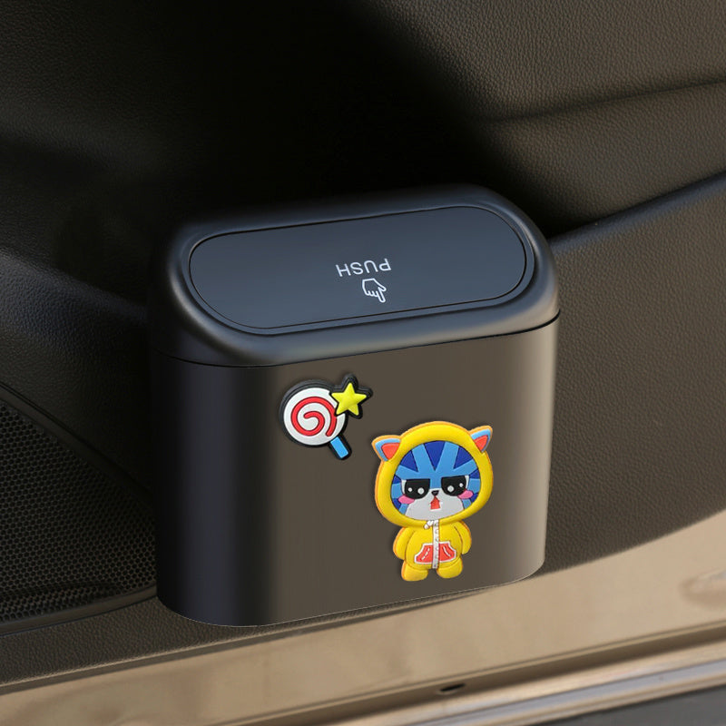 Car Trash Can Door Hanging Storage Bin Cartoon